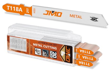 JMD 30-Piece T118A Metal Jigsaw Blades 75mm 21TPI Jig Saw Blades for Metal Cutting