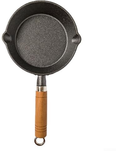 Zilimontt Black Cast Iron Mini Skillet 10Cm Non-Stick Small Frying Pan - Kitchen Egg Cooking Pan - W/Wooden Handle For Professional Chef Cooking(C15CM)