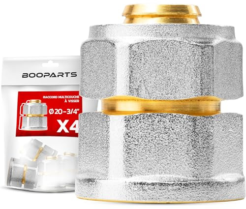 BOOPARTS - 4 piezas | Acoplamiento recto hembra para atornillar, Ø20-3/4 (20/27) | Manguito multicapa hembra para tubos PEX, PER y compuestos | Conexión impermeable y duradera para fontanería y