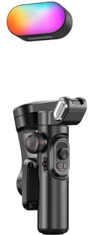 Suoumwa Stabilisateur de Cardan Portable 3 Axes pour Smartphone avec Éclairage D'Appoint pour Enregistrement Vidéo en Direct et Support de Téléphone Anti-Tremblement