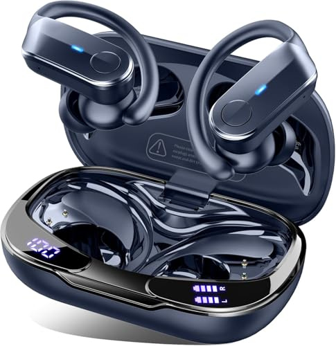 Wireless Earbuds Sports, 2025 70Hrs Bluetooth 5.4 Headphones Running with 6D Deep Bass, IPX8 Waterproof ENC Noise Cancelling Earphones with Earhooks, Over Ear Buds, USB-C Headset for Workout/Gym/Ride
