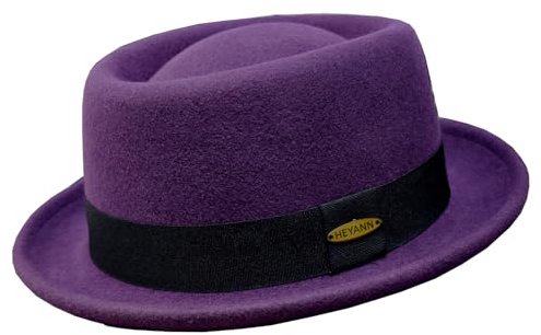 HEYANN Woll Porkpie Hut für Damen und Herren, Vintage Fedora Hüte aus 100% Wollfilz Porkpie-Hut Filzhut, Gentleman Jazz Trilby Hüte für Hochzeiten Partys