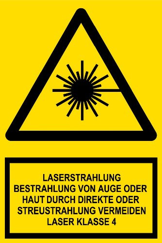 Warnschild aus Kunststoff - Laserstrahlung Bestrahlung von Auge oder Haut durch direkte oder Streustrahlung vermeiden Laser Klasse 4-30 x 45 cm