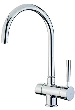 TEKA Grifo Cocina Monomando, Caño Giratorio, 2 Vías Independientes para Agua Filtrada y Corriente, Aireador Anticalcáreo, Latiguillos Flexibles de 3/8”, Acabado Cromado, Modelo OS 200