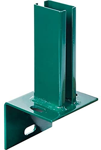 Alberts 685591 Anclaje para postes de cercado en bordillos en L, Para atornillar, Galvanizado en caliente, recubrimiento plástico verde RAL 6005, Pletina 94 x 100 mm, Para postes 60 x 40 mm