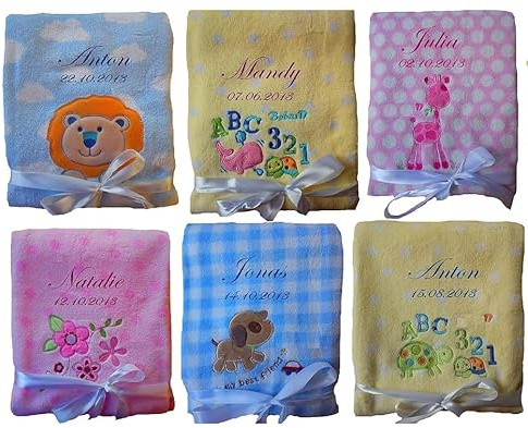 Wuff-Dogsworld Personalisierte Babydecke Mit Namen Bestickt