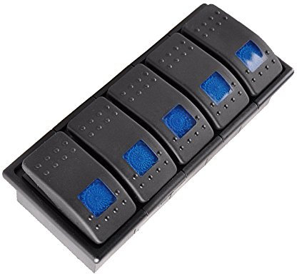 Mintice 5 X Interrupteur Commutateur à Bascule LED Bleu 4 Pin pour Voiture Marine Moto Support de Logement Barre Interrupteur
