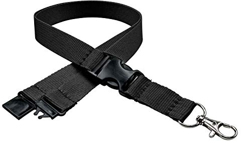 linie zwo ®, 10er Pack Schlüsselbänder 20 mm, easy going Haken, Sicherheitsverschluss, Schiebeschnalle, Schwarz