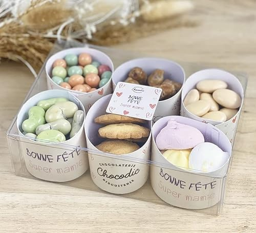 CHOCOLAT FETE DES MAMIES - BONNE FETE GRAND MERE - COFFRET 6 TIMBALES BAMBOU 355G - CHOCOLAT FETE MAMY