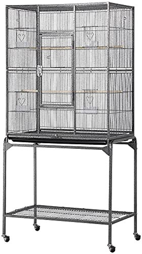 Yaheetech Vogelvoliere Vogelkäfig mit Tür Vogelhaus Vogelbauer mit 4 Rollen 47 x 81 x 160 cm
