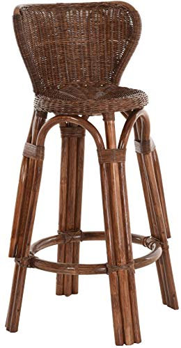 korb.outlet Barhocker/Küchenhocker aus Natur Rattan Hoher Hocker Barstuhl Barsessel (Typ3 Braun)