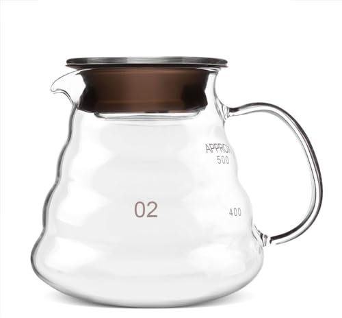 Jadeshay Servidor de Café de Vidrio para Preparación Manual de Café,500ml Jarra de Café para Jugo, Té, Agua 500ml
