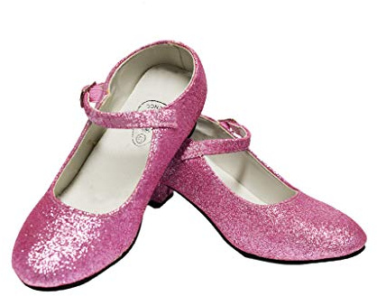 Déguisements ! Chaussures de danse flamenco avec différentes tailles de fille à femme. Couleur rose avec paillettes. - Rose - Rouge avec paillettes, 22 EU EU