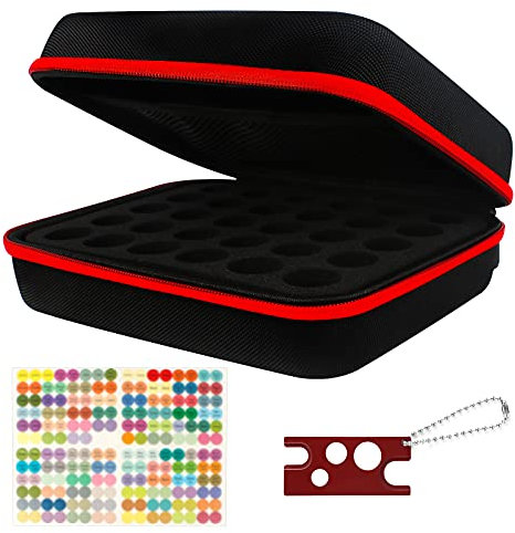 Ätherisches Öl Tragetasche 30 Fächer Tragbar Ätherisches Öl Aufbewahrungstasche Ätherisches Öl Reisen Tasche für 5ml 10ml 15ml Ätherisches Öl Flaschen, Harte Außenhülle
