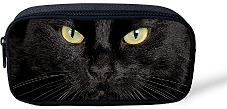 NETILGEN Federmäppchen mit 3D-Cartoon-Motiv, für Schule, Jungen, Mädchen, Büro, Damen, Herren, mit Reißverschluss, Schwarze Katze., Taille unique, Modern