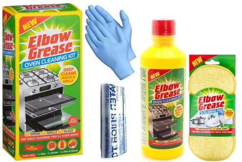 Oven Cleaning Kit | Heavy Duty Oven Cleaner + All-purpose Scrubbing Pad | Ideal Domestic Ovens and BBQ -500 ML Bottle | Complete Oven cleaning kit with Bags and Gloves