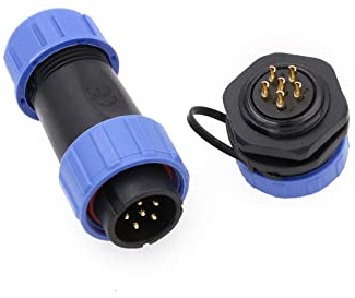 ZBLZGP SP21 Spina per cavo maschio a 6 pin, presa a pannello femmina, connettore circolare per aviazione, elettrico, industriale, impermeabile, 15A, 18AWG, connettore per cavo con filettatura a vite