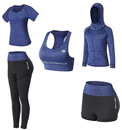 JULY'S SONG Yoga Kleidung Anzug 5er-Set Trainingsanzug Laufbekleidung Gym Fitness Kleidung