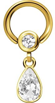 PIERCINGLINE Chirurgenstahl Klemmkugelring KRISTALLTROPFEN BCR Piercing Nase Ohr Farb & Größenauswahl