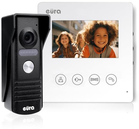 Eura VDP-52A3 ATIRA Videoportero Intercomunicador 4 Hilos, Monitor Color 4.3, 2 Entradas, Blanco, 1 Monitor