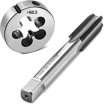 QWORK® Gewindebohrer M14x1.5mm, Gewindebohrer und Schneideisen Set