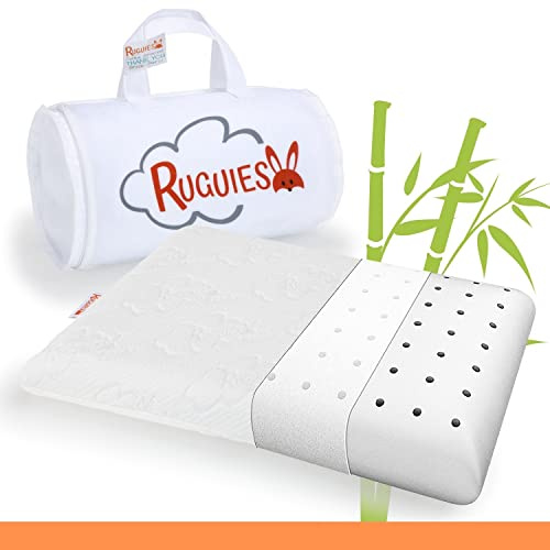 RUGUIES BAMBOO-Cuscino per Bambino in Memory Foam-1-10 Anni-Taglia XL (58x32x5cm)-Rivestimento in Cotone organico di Bambù, Lavabile e Traspirante-OEKO TEX-Per letto o lettino-Borsa da Viaggio Inclusa
