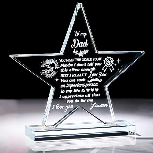 Fathers Day Birthday Gift for Dad from Daughter Son, To My Dad Engraved Glass Keepsakes Gifts Ideas on Christmas Daddy Present