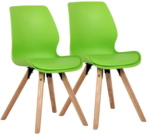 CLP Esszimmerstuhl 2er Set gepolstert Luna, moderner Polsterstuhl mit Rückenlehne, stabil bis 136 kg, Küchenstuhl für Esszimmer und Wohnzimmer Farbe grün Material Kunststoff