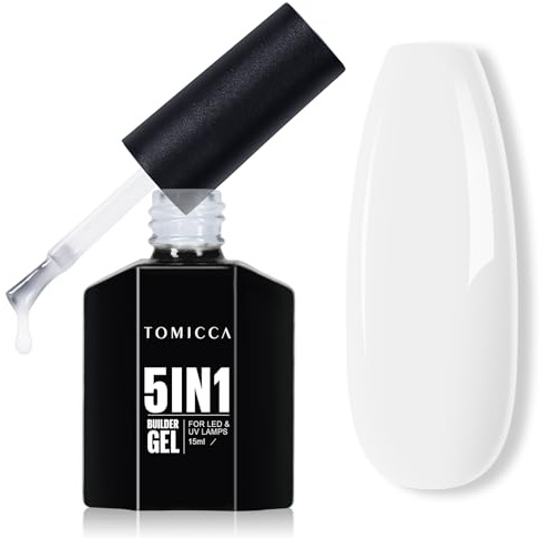 TOMICCA Builder Gel 5-in-1, UV/LED, Nagelverlängerung, Reparatur, Maniküre, Verstärkung, Abziehbilder und Schmuck