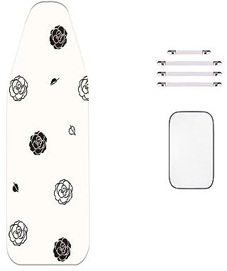 WTAIS Extra Grande - Funda para Tabla de Planchar, Diseño 2 en 1 Patrón Rosa Ultra Penetración de Vapor - Cubierta Tablas Planchado, con Almohadilla de Malla Térmica, para Tablas de Planchar Grandes