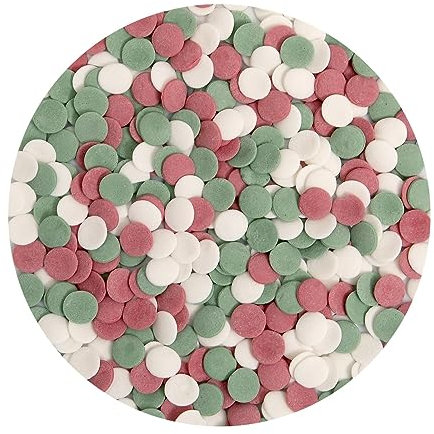 BrandNewCake® Confettis Comestibles Maxi Noël 60g - Rouge/Vert/Blanc - Décoration de Gâteau - Sprinkles de Noël