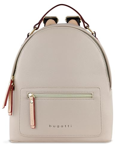 bugatti Ella Rucksack klein für Damen, modischer Tagesrucksack aus Kunstleder, beige
