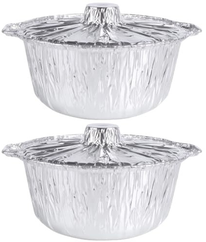 BESTonZON 2 Pz padella di carta stagnola teglia per barbecue con coperchio tortiera usa e getta contenitori per alimenti teglia forno teglie da forno padella piadina vassoio