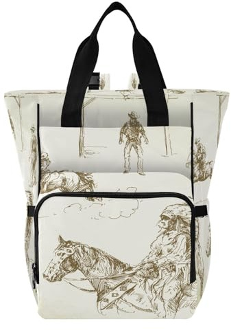 Blöjväska vattentät och snygg ryggsäck blöjväskor för män för avslappnad shopping resor vilda västern, flerfärgad, 1 size, Modern/åtsittande