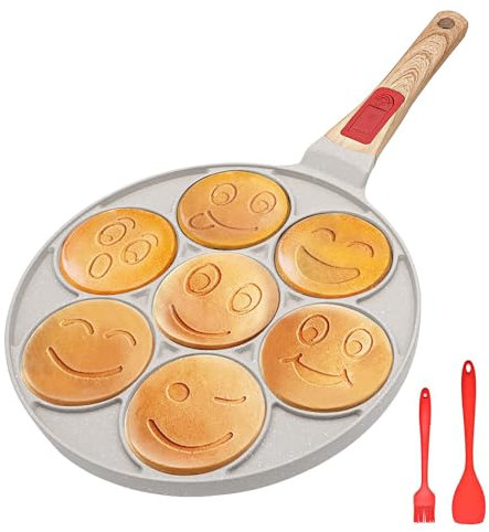 RANX INGST Poêle à Pancakes Induction, Poignée Amovible, Poêle à Crêpes pour Enfants Antiadhésif Plat à Crêpes pour le Petit-Déjeuner - Blanc