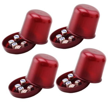 VICASKY 4 Sets Mini-Würfelbecher Mit 6-Seitigen Würfeln Kunststoff-Würfelbecher Mit Deckel Würfel-Shaker Würfelspiel Mini-Shaker-Becher Anti-Cheating-Würfelbox Für Familienfeier