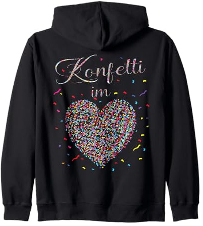 Konfetti im Herzen Fasching Karneval Konfetti Kostüm Outfit Kapuzenjacke