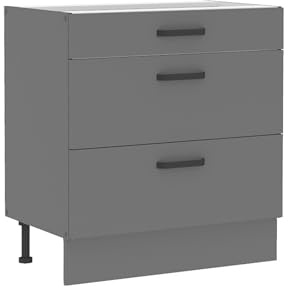 Kuechen-preisbombe Küche Nessa Unterschrank 80 cm Anthrazit Küchenzeile Küchenblock Einbauküche