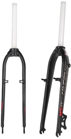 26 27,5 MTB-Starrgabel 1-1/8 Gewindeloses gerades Rohr QR 9x100mm Scheibe V-Bremse Ultraleichte Vorderradgabel aus Aluminiumlegierung für Mountainbikes (Farbe: Grau+Rot, Größe: 27,5)