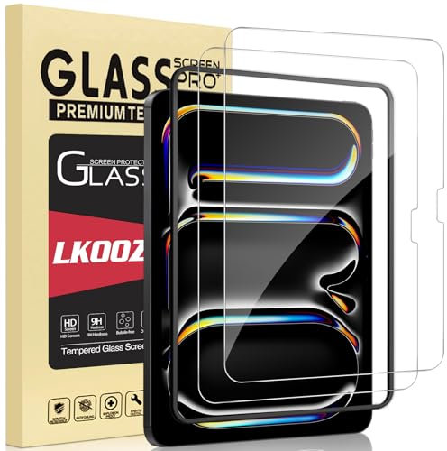 LKOOZO [2 Pezzi Pellicola Prottetiva per iPad Pro 11 Pollici M4 (2024, 5a Generazione) Vetro Temperato con Telaio di Installazione Facile