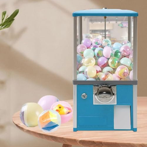 Máquina De Chicles De Caramelo, Banco De Chicles De Gran Capacidad De Carga, Máquina Dispensadora De Premios, Máquina De Dulces Para Cápsulas Redondas De 2 Pulgadas, Bolas Hinchables, 4 Monedas,Blue