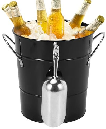 Eiskübel-Set – Vintage-Eiskübel, doppelwandiger Eiskübel, Weineimer, Aufbewahrungsbehälter mit Eisschaufel, verzinkter Metalleimer, Getränkewanne für Camping, Hinterhof, Picknicks, , Grillabende