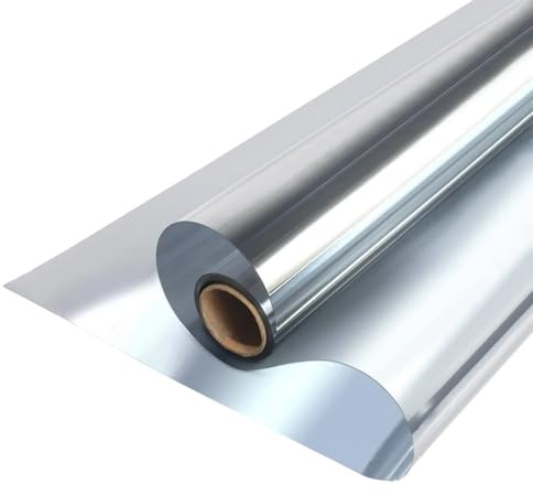 MOCNT Película de Ventana Película de Espejo Unidireccional Vinilos Espejo para Ventanas Adhesiva Película Solar Protección Privacidad Lámina de Espejo Plata 50cmX200cm
