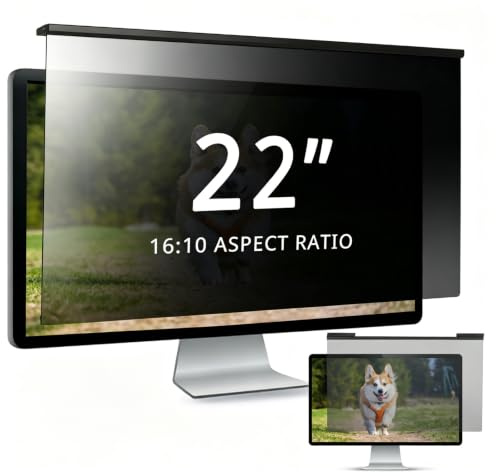 EliWhale 22 Inch Hanging Computer Privacy Screen Filter for Monitor 16:10 | 493 x 329mm, Removable Hanging Privacy Screen, Matte Finish, Anti Glare Screen Protector, HD Anti bluelight for 22 Inch 16:10