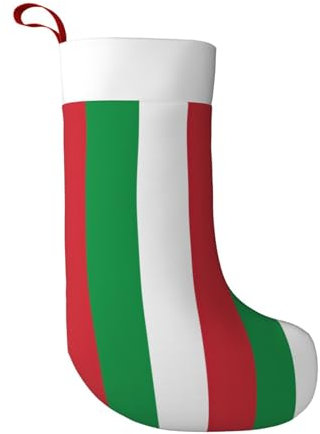 BREAUX Weihnachtsstrümpfe mit italienischer Flagge, ultraweiche Samt-Weihnachtsstrümpfe, Kamindekoration, 45 cm
