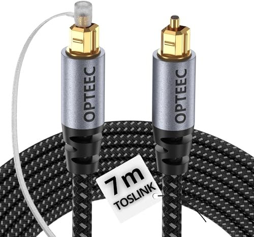 opteec® - Cavo ottico audio - 7M - Cavo ottico audio Toslink per Home Cinema, Sound Bar, TV, SAMSUNG, BOSE, LG, SONY, SONOS, PS4, XBOX - Nylon intrecciato rinforzato - Connettore placcato oro (7M)
