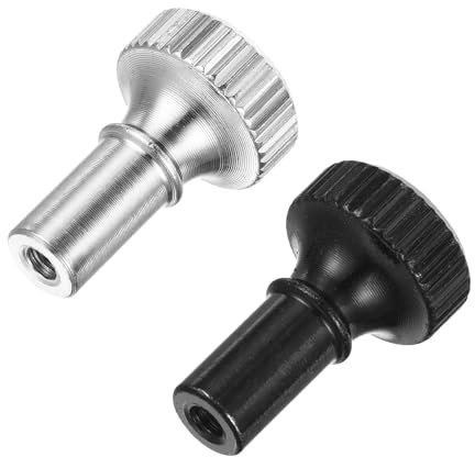 sourcing map 2Pcs Lamp Turn Knob On/Off Lamp Switch Replacement Brass Light Switch Knob Lamp Knob Lamp Switch Extension 19mm Length for Lamp Socket, Black, Silver