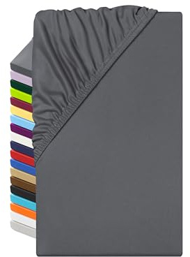 npluseins Microfaser Spannbettlaken fein gewebt, 80-90x190 cm, Anthrazit | Samtweich, seidiger Glanz, allergikergeeignet, knitterarm, schnelltrocknend, Rundumgummi, formstabil, pflegeleicht