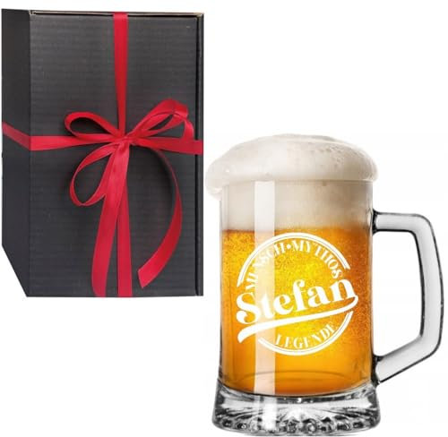 Chope à bière personnalisée XL 620 ml avec gravure – Cadeau d'anniversaire – Passe au lave-vaisselle – Cruche avec anse – Idée cadeau homme – Verre de qualité supérieure – 15,4 cm de haut