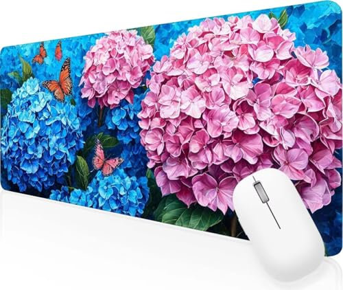 Rose Fleur Tapis de Souris XXL 1400x600x3mm Grand Tapis de Souris Accessoire Bureau, Surface Douce et lisse et Base en Caoutchouc Antidérapante, Améliorer la Précision et la Rapidité, pour Gamer J-119